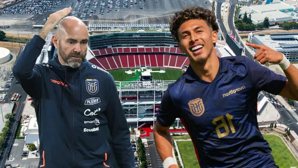 Jeremy Sarmiento y Félix Sánchez (Foto tomada de: Copa América/EFE/AFP)