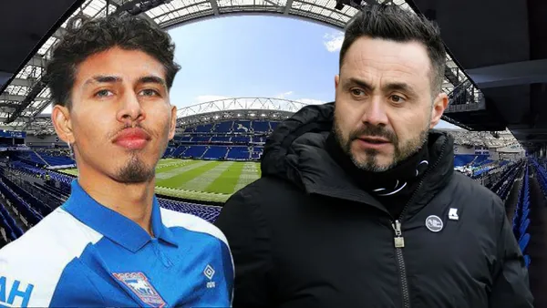 Jeremy Sarmiento y Roberto De Zerbi en el Community Stadium (Foto tomada de: Tripadvisor/Jeremy Sarmiento/Fichajes)