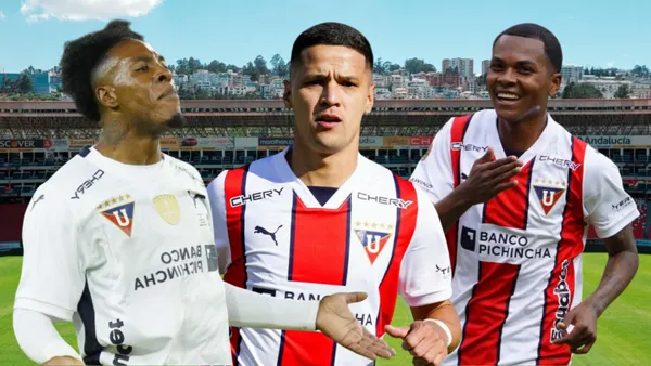 JHojan Julio, Alex Arce y Bryan Ramírez (Foto tomada de: Liga de Quito/Transfermarkt/API)