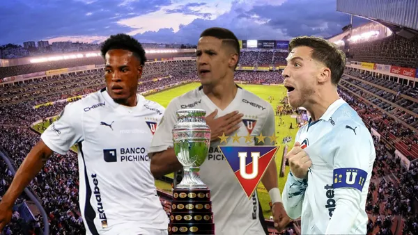 Jhojan Julio jugando, Ezequiel Piovi gritando, Alex Arce celebrando. Foto tomada de: API/La Tri/Liga de Quito