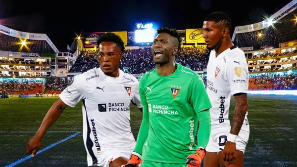 Jhojan Julio preocupado, Alexander Domínguez gritando. Foto tomada de: Liga de Quito