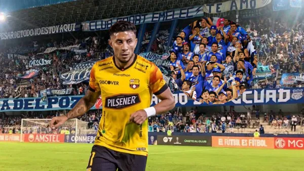 Joao Rojas jugando, hinchas de Emelec. Foto tomada de: Barcelona SC