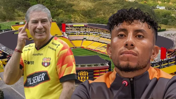 Joao Rojas y Ariel Holan en el Estadio Monumental (Foto tomada de: Barcelona SC)
