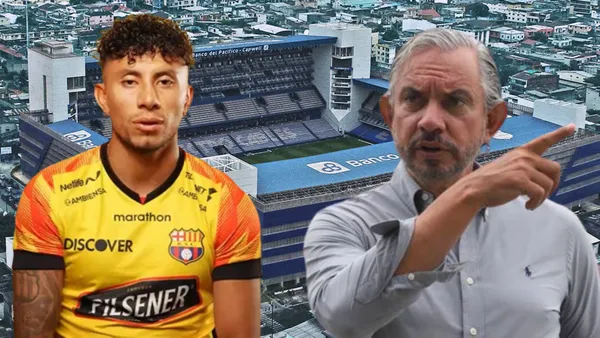 Joao Rojas y José Pileggi en el Estadio Capwell (Foto tomada de: Wikipedia/Barcelona SC/Ecuavisa)