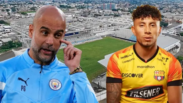 Joao Rojas y Pep Guardiola en el Estadio Jocay (Foto tomada de: El Diario/Barcelona SC/Marca)