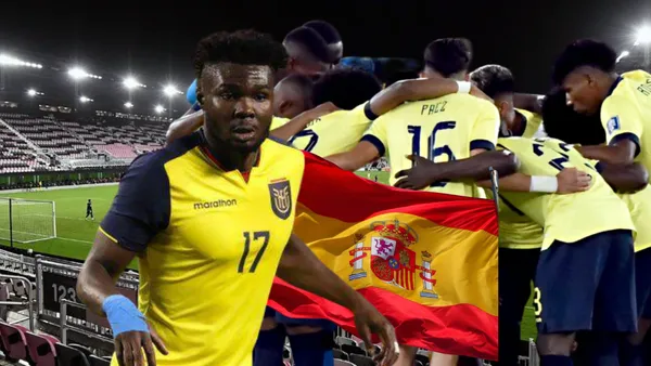 Jordy Caicedo, bandera de España, jugadores Ecuador. Foto tomada de: The Rotary/Vistazo/La Tri