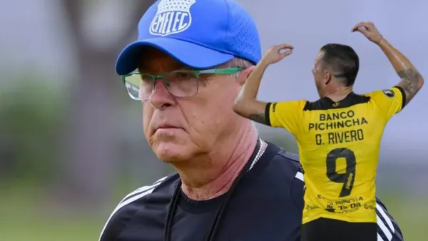 Jorge Célico entrenador de Emelec y Octavio Rivero