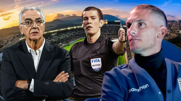 Jorge Fossati, Andrés Rojas y Sebastián Beccacece (Foto tomada de: Liga de Quito/FIFA/API/ANDINA)