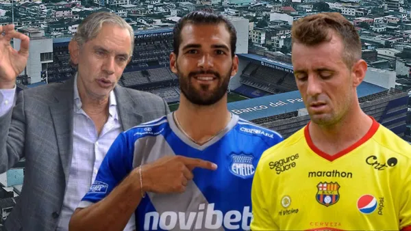 José Pileggi, Facundo Castelli y Damián Díaz en el Estadio Capwell (Foto tomada de: Wikipedia/API/Emelec)