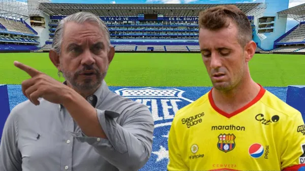 José Pileggi y Damián Díaz cabizbajo en el Estadio Capwell (Foto tomada de: El Universo/API/Emelec)