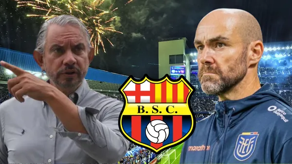 José Pileggi y Félix Sánchez en el Estadio Capwell (Foto tomada de: Emelec/Wikipedia/La Tri)