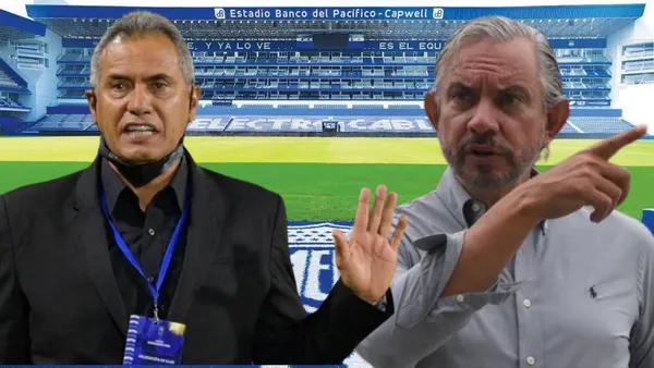 José Pileggi y Hernán Torres en el Capwell (Foto tomada de: Emelec/RCN/Ecuavisa)