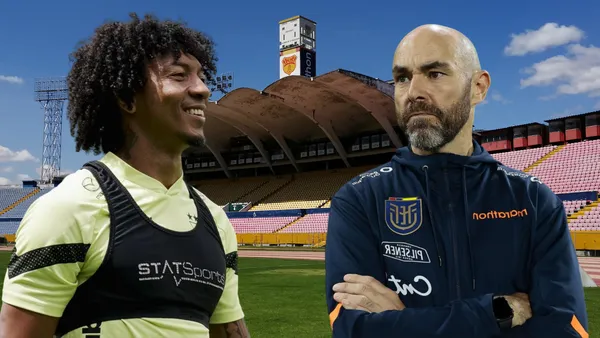 José Quintero y Félix Sánchez en el Estadio Olímpico Atahualpa (Foto tomada de: El Universo/José Quintero/La Tri)