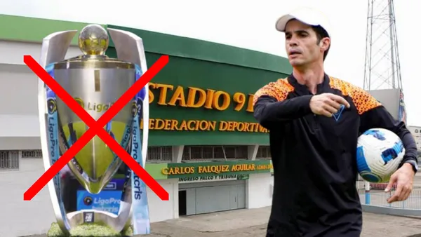 Josep Alcácer en el Estadio 9 de Mayo (Foto tomada de: Orense/Liga de Quito/Liga Pro/Wikipedia)