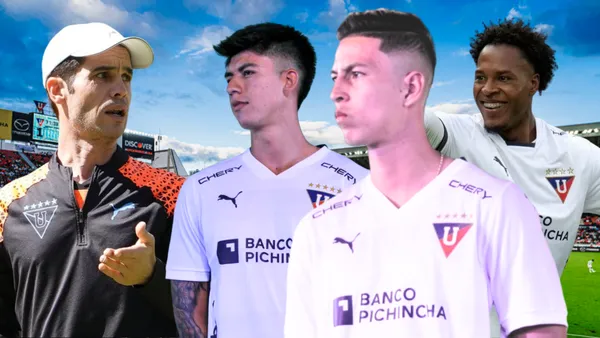 Josep Alcácer, Gabriel Villamil, Miguel Parrales y Jhojan Julio (Foto tomada de: Liga de Quito)