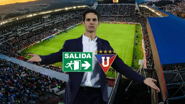 Josep Alcácer preocupado. Foto tomada de: Liga de Quito/PES Logos