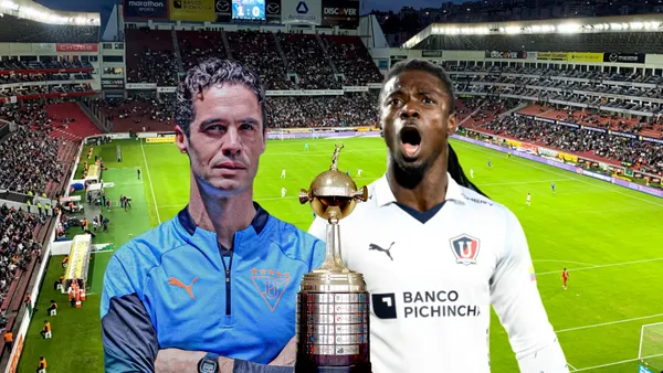 Josep Alcácer, Ricardo Adé gritando, Copa Libertadores. Foto tomada de: Liga de Quito/Wikipedia