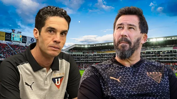 Josep Alcácer y Pablo Sánchez (Foto tomada de: Liga de Quito)