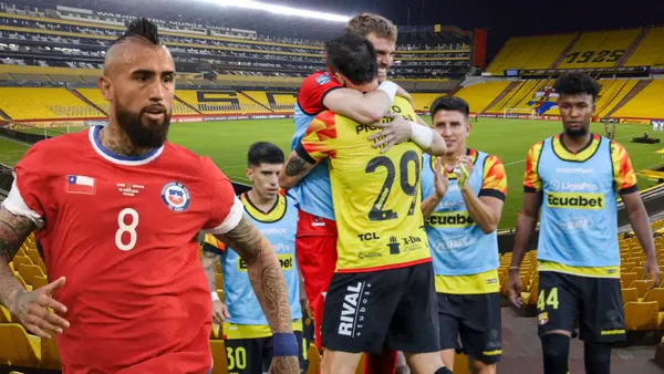Jugadores Barcelona SC y Arturo Vidal (Foto tomada de: Colo Colo/API/Antena 2)