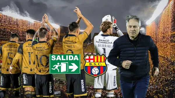 Jugadores de Barcelona SC aplaudiendo, Ariel Holan corriendo. Foto tomada de: Barcelona SC