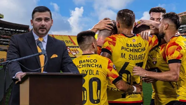 Jugadores de Barcelona SC y Antonio Álvarez (Foto tomada de: Barcelona SC/API)