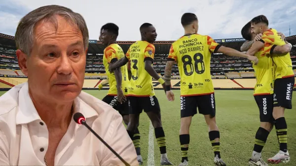 Jugadores de Barcelona SC y Ariel Holan (Foto tomada de: Alcaldía de Guayaquil/Barcelona SC/API)