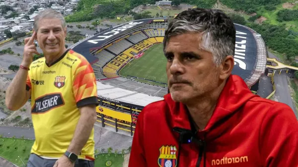Jugadores de Barcelona SC y Diego López en el Estadio Monumental (Foto tomada de: Barcelona SC/API)