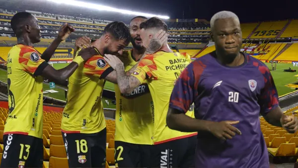 Jugadores de Barcelona SC y Felipe Caicedo (Foto tomada de: Barcelona SC/Abha/API)