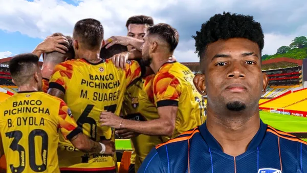 Jugadores de Barcelona SC y Gustavo Vallecilla (Foto tomada de: Barcelona SC/Wikipedia/API)