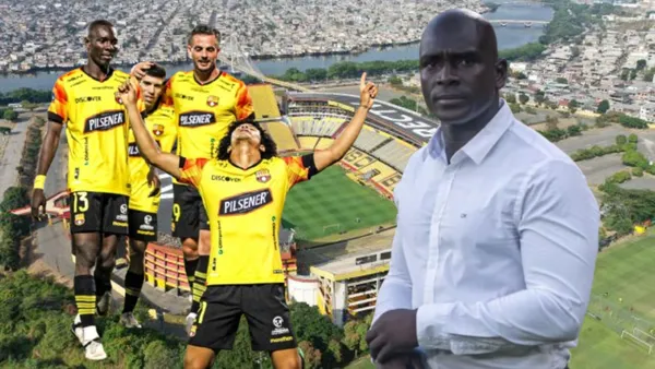 Jugadores de Barcelona SC y Javier Burrai (Foto tomada de: Barcelona SC/API)