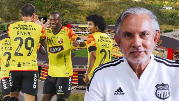 Jugadores de Barcelona SC y José Pileggi (Foto tomada de: Barcelona SC/API/Emelec)