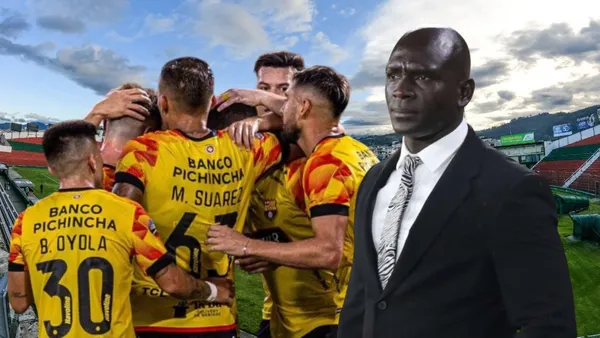 Jugadores de Barcelona SC y Segundo Alejandro Castillo (Foto tomada de: Ambato/API)