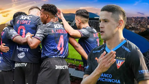 Jugadores de IDV y Alex Arce (Foto tomada de: Liga de Quito/API)