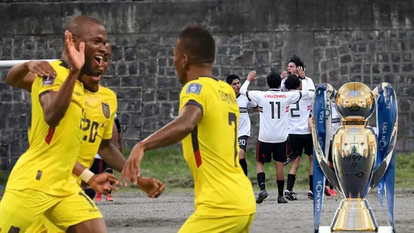 Jugadores de la selección ecuatoriana en una cancha de tierra (Foto tomada de: El Comercio/La Tri)