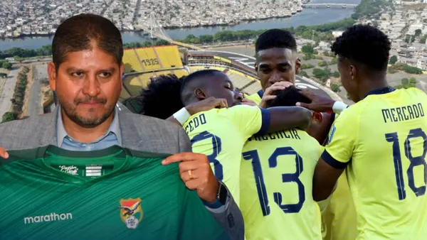 Jugadores de La Tri y Óscar Villegas (Foto tomada de: Barcelona SC/El Mundo/La Tri)