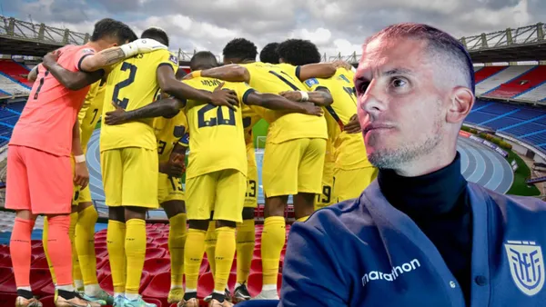 Jugadores de La Tri y Sebastián Beccacece (Foto tomada de: Barranquilla/La Tri/API)