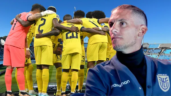 Jugadores de La Tri y Sebastián Beccacece (Foto tomada de: La Tri/El País/API)