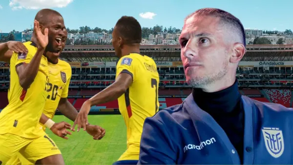 Jugadores de La Tri y Sebastián Beccacece (Foto tomada de: Liga de Quito/La Tri/API)