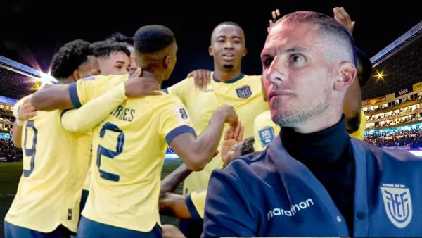 Jugadores de La Tri y Sebastián Beccacece (Foto tomada de: Liga de Quito/La Tri/API)