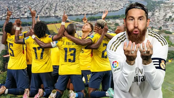 Jugadores de La Tri y Sergio Ramos (Foto tomada de: Barcelona SC/La Tri/Goal)