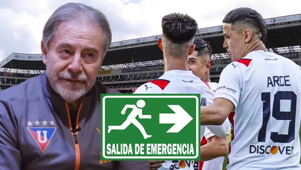 Jugadores de Liga de Quito e Isaac Álvarez (Foto tomada de: Wikipedia/La Red/API/AC)