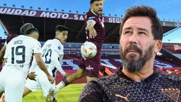 Jugadores de Liga de Quito, Lanús y Pablo Sánchez (Foto tomada de: Copa Argentina/Liga de Quito/API)