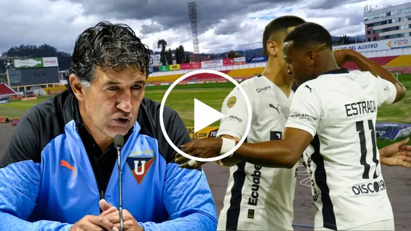 Jugadores de Liga de Quito y Patricio Hurtado (Foto tomada de: Federación Deportiva de Azuay/API/Liga de Quito)