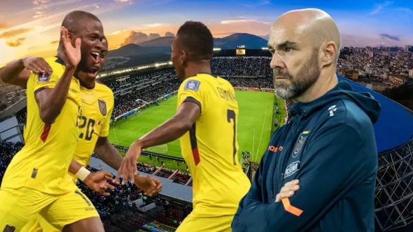 Jugadores selección Ecuatoriana y Félix Sánchez en el estadio Rodrigo Paz (Foto tomada de: Liga de Quito/La Tri)