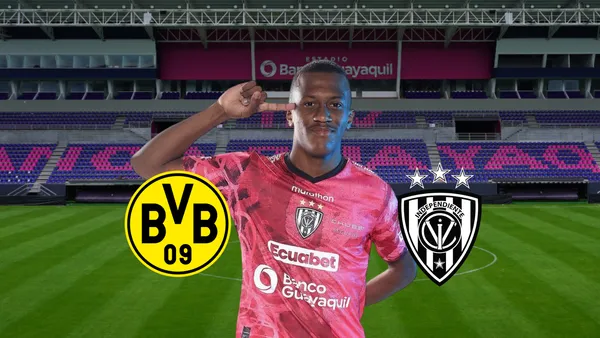 Justin Lerma posando, escudos de Borussia Dortmund e IDV. Foto tomada de: IDV/PesLogos