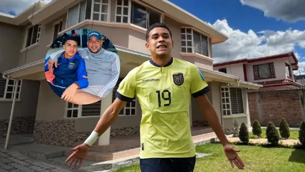 Kendry Páez con su padre y con la camiseta de La Tri