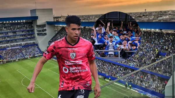 Kendry Páez en el estadio de Emelec George Capwell con los hinchas Azules