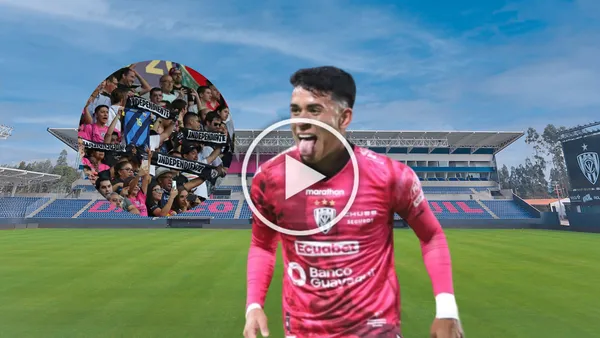 Kendry Páez festejando y la hinchada de IDV. Foto tomada de: Yahoo Noticias/API