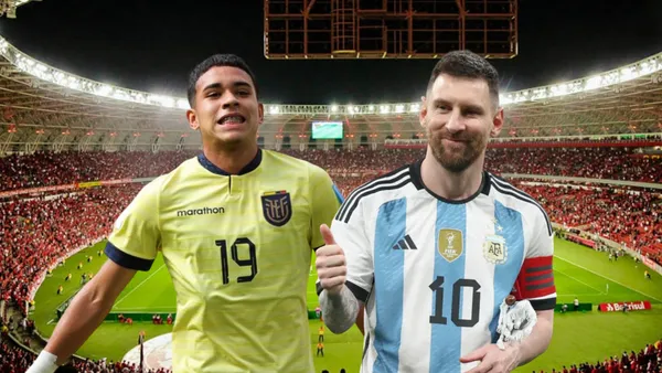 Kendry Páez sonriendo, Lionel Messi feliz. Foto tomada de: Bilboard/La Tri/API