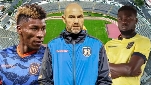 Kevin Rodríguez, Félix Sánchez y Jordy Caicedo en el Estadio Olímpico Atahualpa (Foto tomada de: Extra/La Tri/Jordy Caicedo)